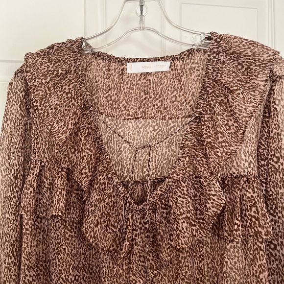 Mango Animal Print Ruffle Blouse - Picture 2 of 4